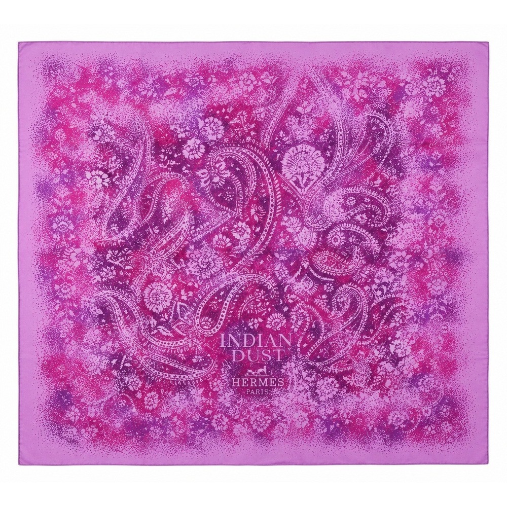 Hermes Silk Scarf One Size Purple Indian Dust Paisley Like New With Box